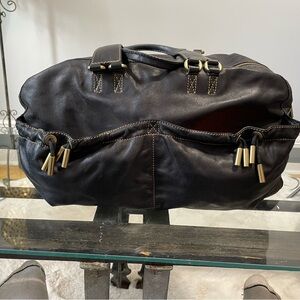 Women's Donna Karan Black Leather Contrast Stitch Hobo Bag